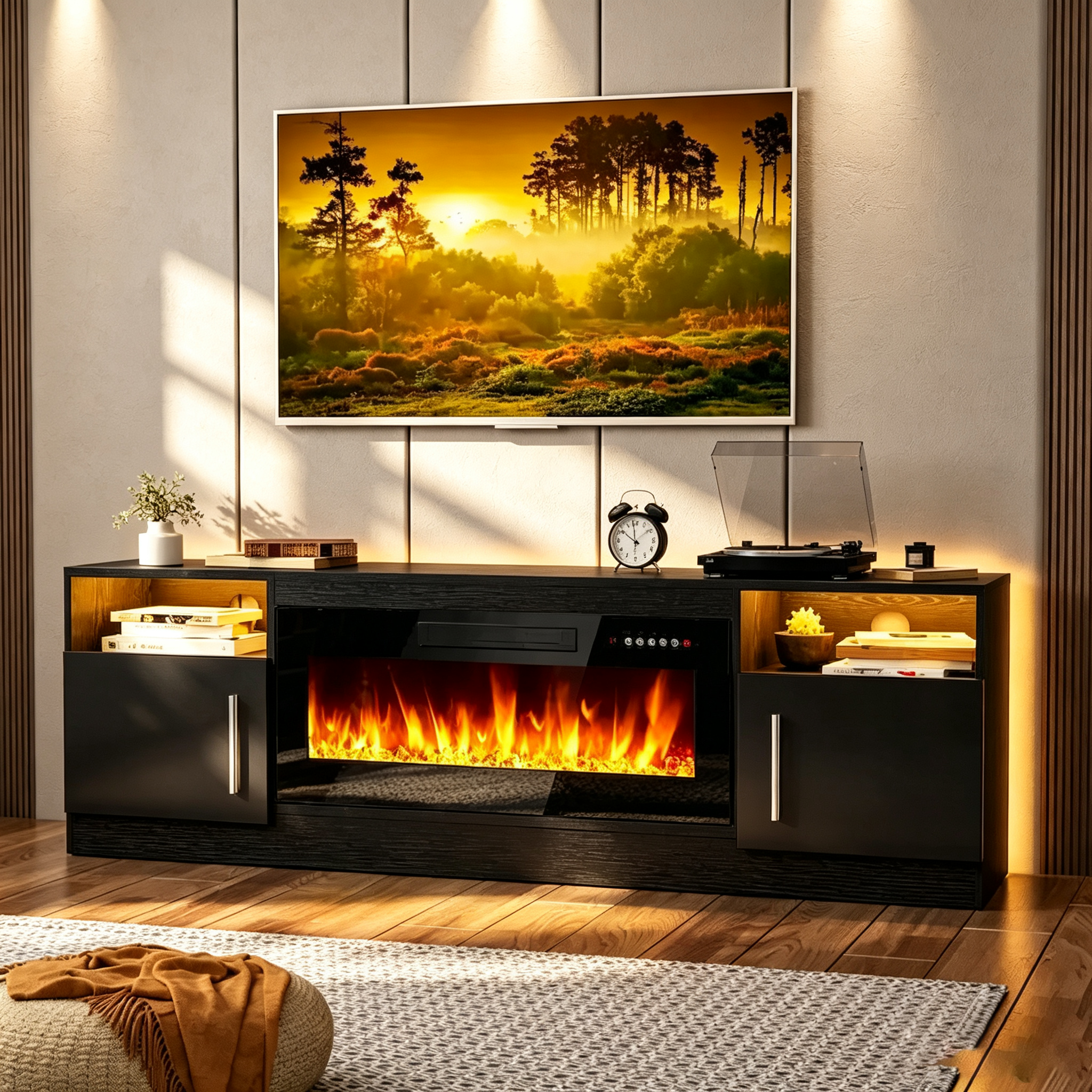 Meuble TV de 70 po avec foyer électrique de 36 po