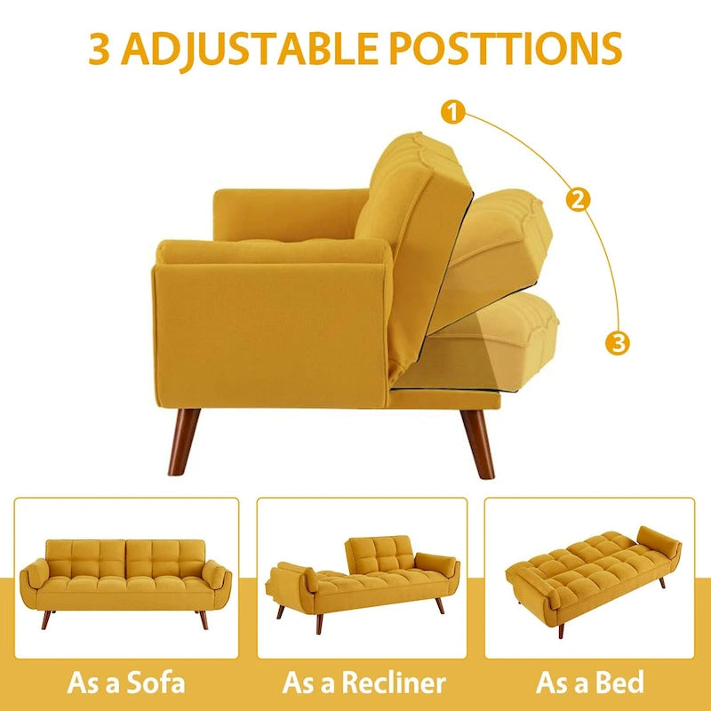 75.39 Canapé-lit, canapé convertible avec oreillers, meuble causeuse pliable pour salon