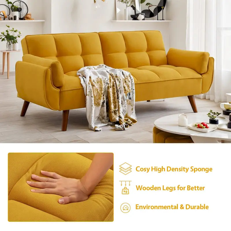 75.39 Canapé-lit, canapé convertible avec oreillers, meuble causeuse pliable pour salon