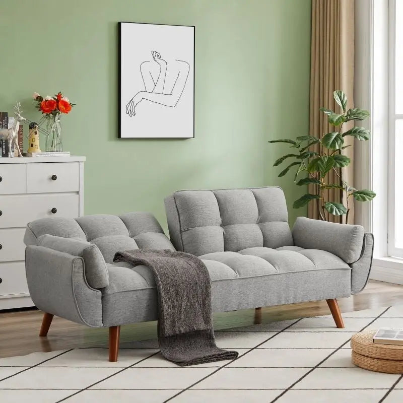 75.39 Canapé-lit, canapé convertible avec oreillers, meuble causeuse pliable pour salon