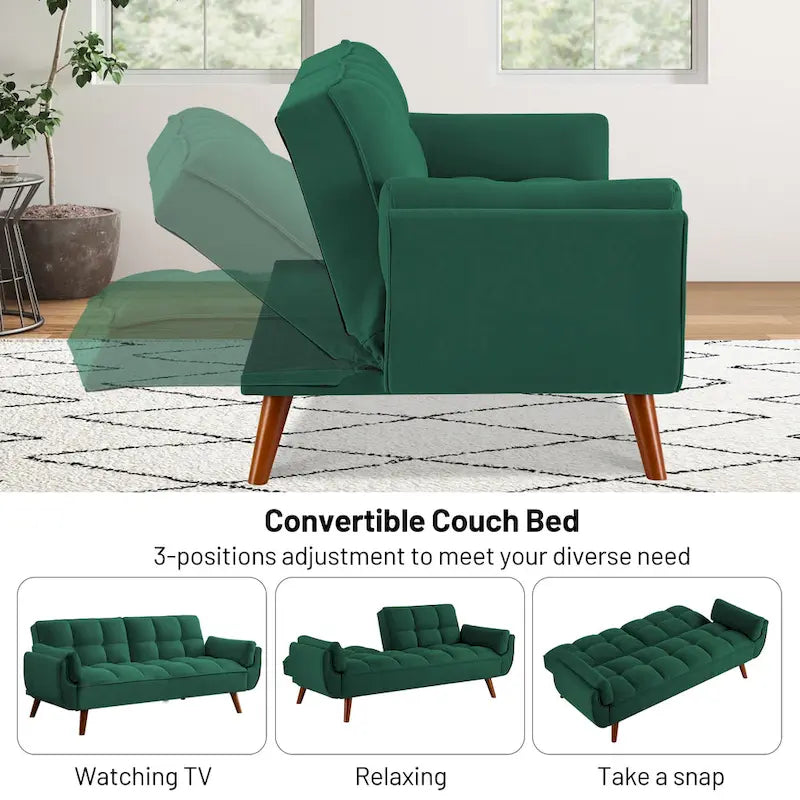 75.39 Canapé-lit, canapé convertible avec oreillers, meuble causeuse pliable pour salon