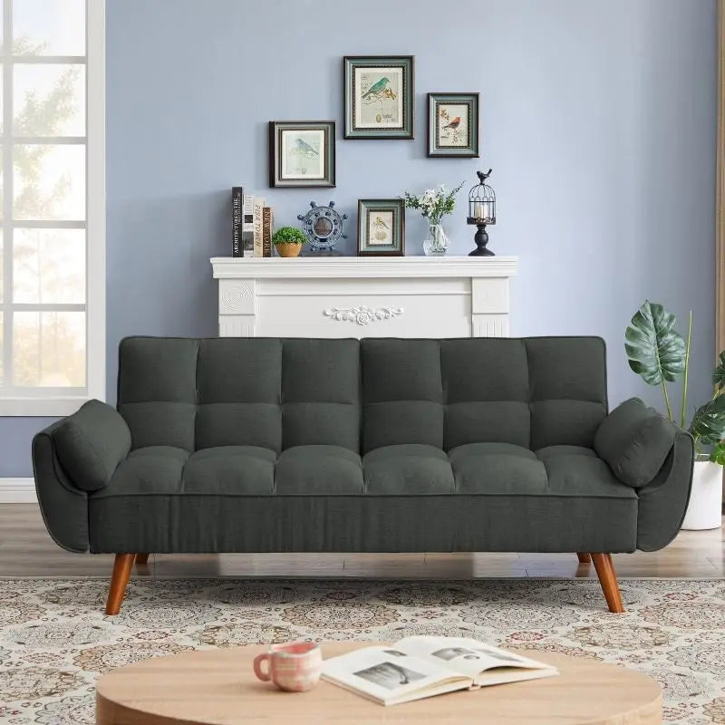 75.39 Canapé-lit, canapé convertible avec oreillers, meuble causeuse pliable pour salon