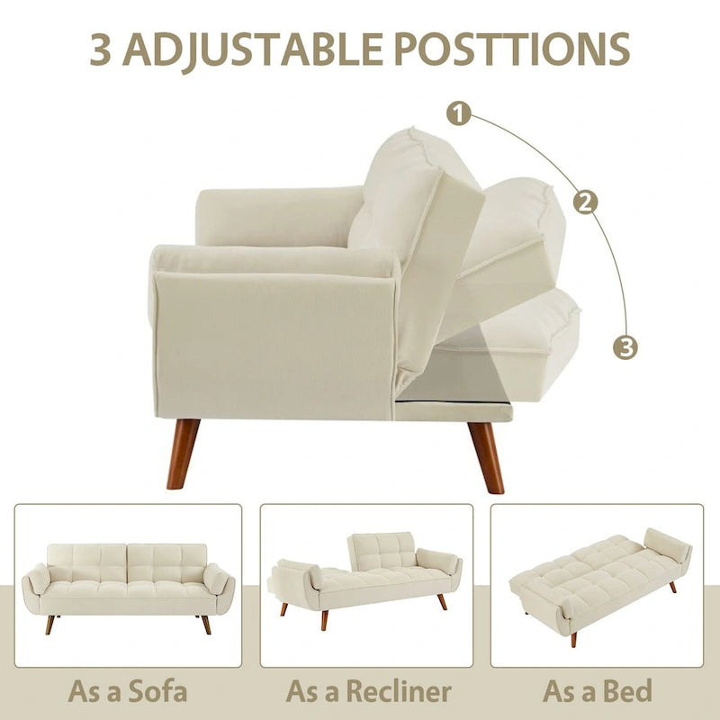 75.39 Canapé-lit, canapé convertible avec oreillers, meuble causeuse pliable pour salon
