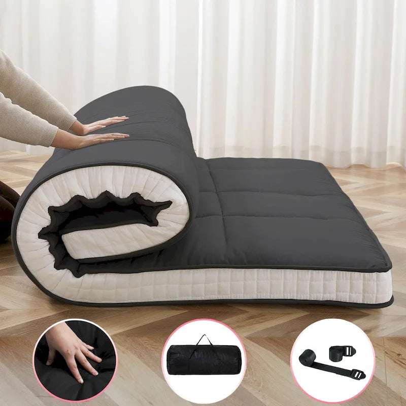 Matelas futon japonais à enrouler avec sac de rangement