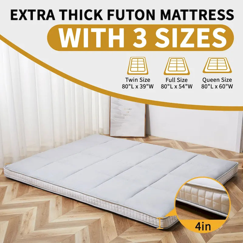 Matelas futon japonais à enrouler avec sac de rangement