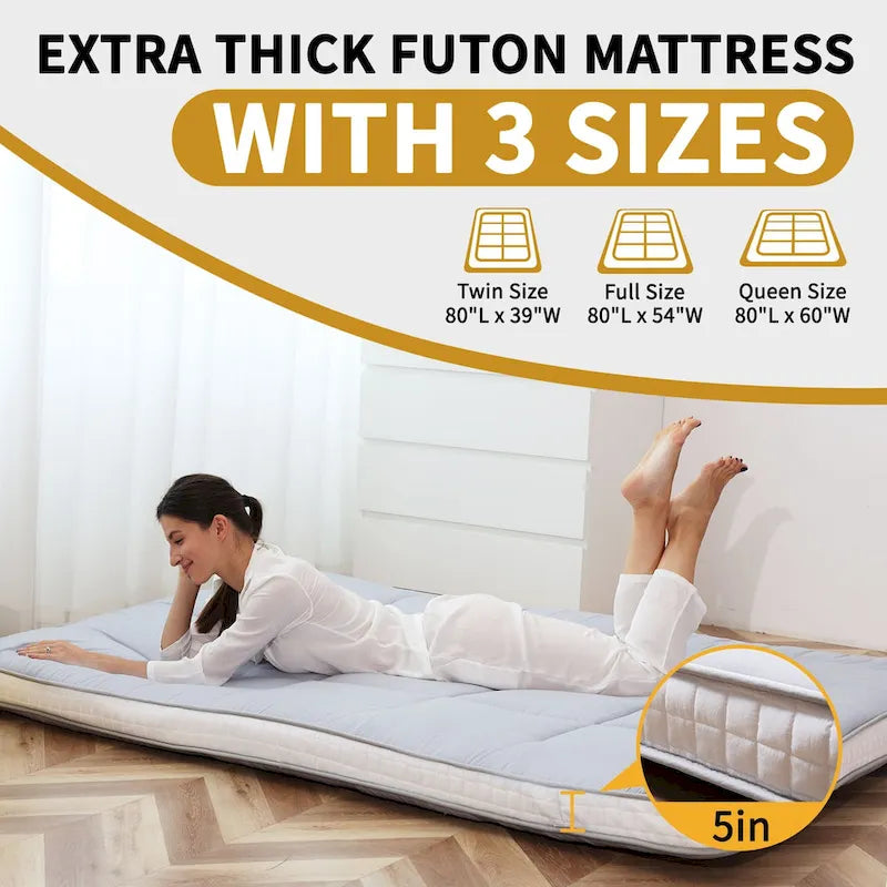 Matelas futon japonais à enrouler avec sac de rangement