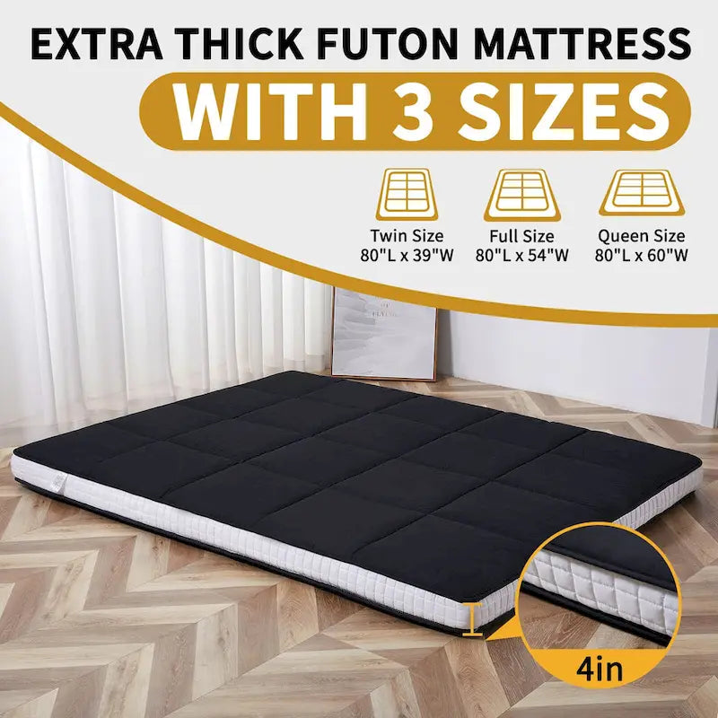 Matelas futon japonais à enrouler avec sac de rangement