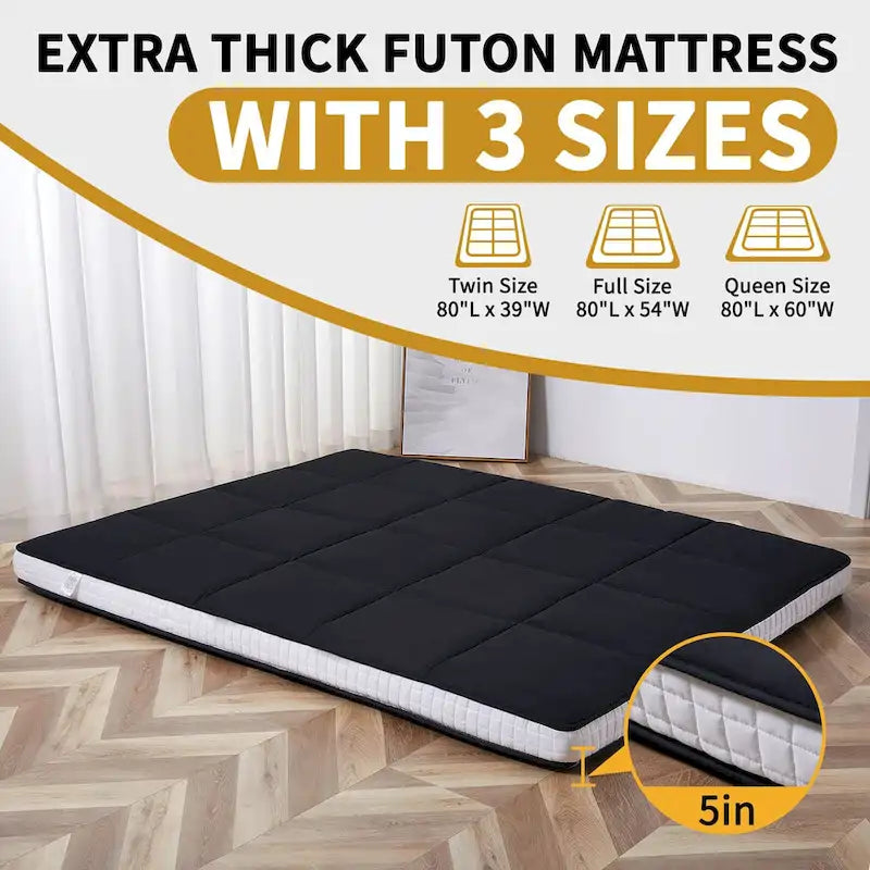 Matelas futon japonais à enrouler avec sac de rangement