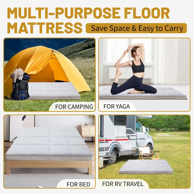 Matelas futon japonais à enrouler avec sac de rangement