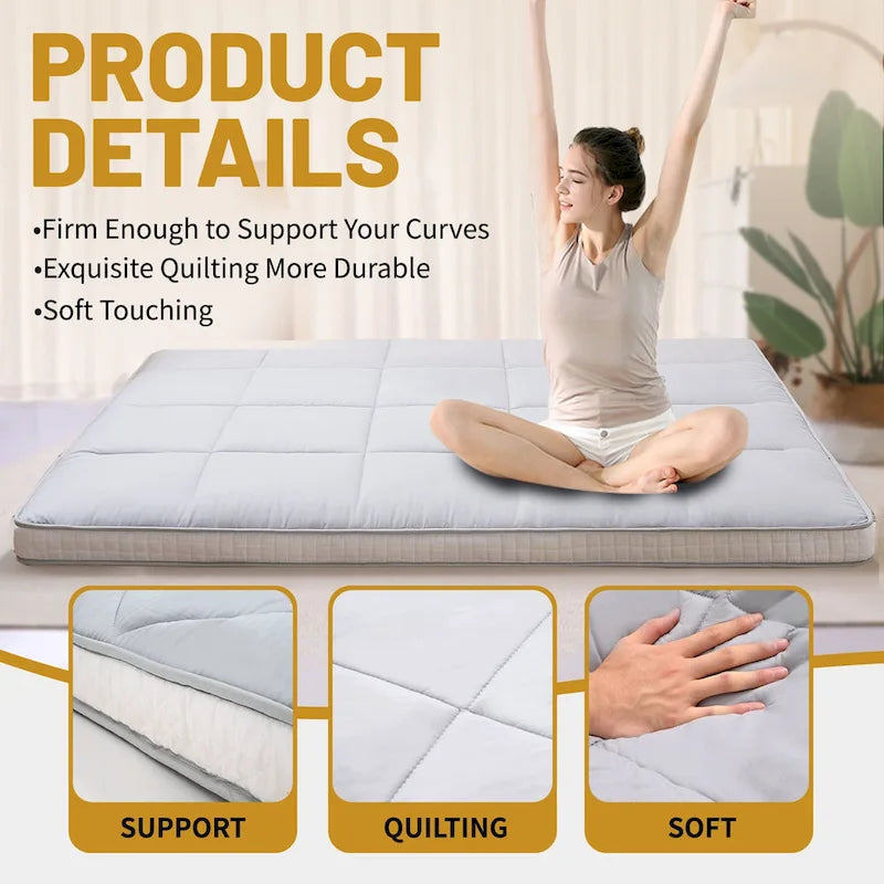 Matelas futon japonais à enrouler avec sac de rangement