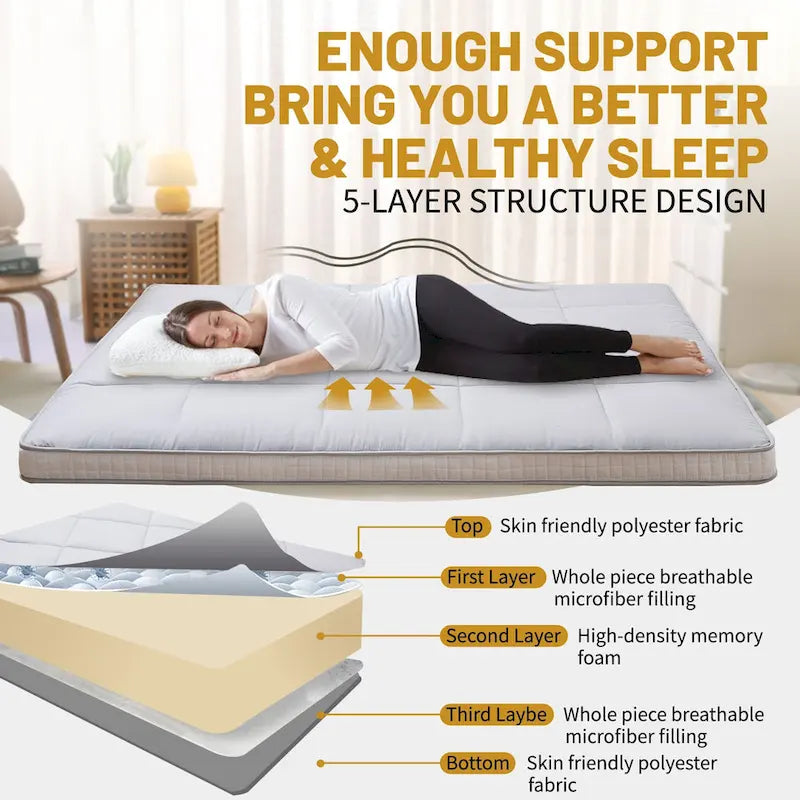 Matelas futon japonais à enrouler avec sac de rangement