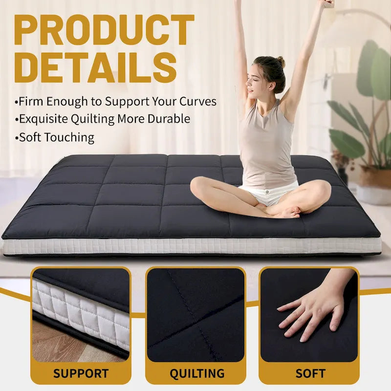 Matelas futon japonais à enrouler avec sac de rangement