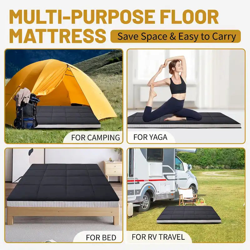 Matelas futon japonais à enrouler avec sac de rangement
