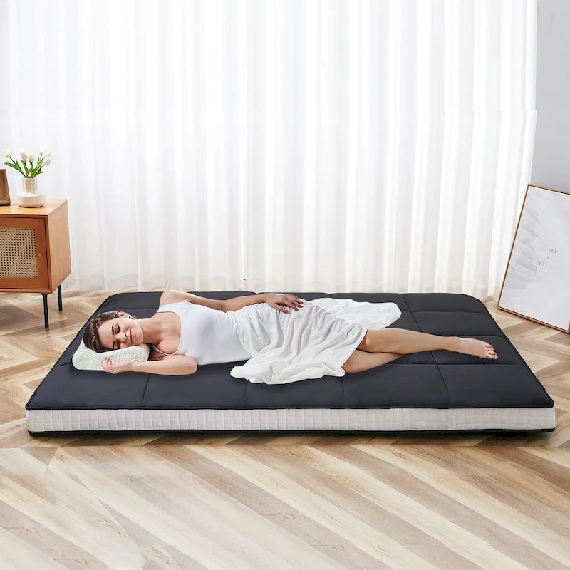 Matelas futon japonais à enrouler avec sac de rangement