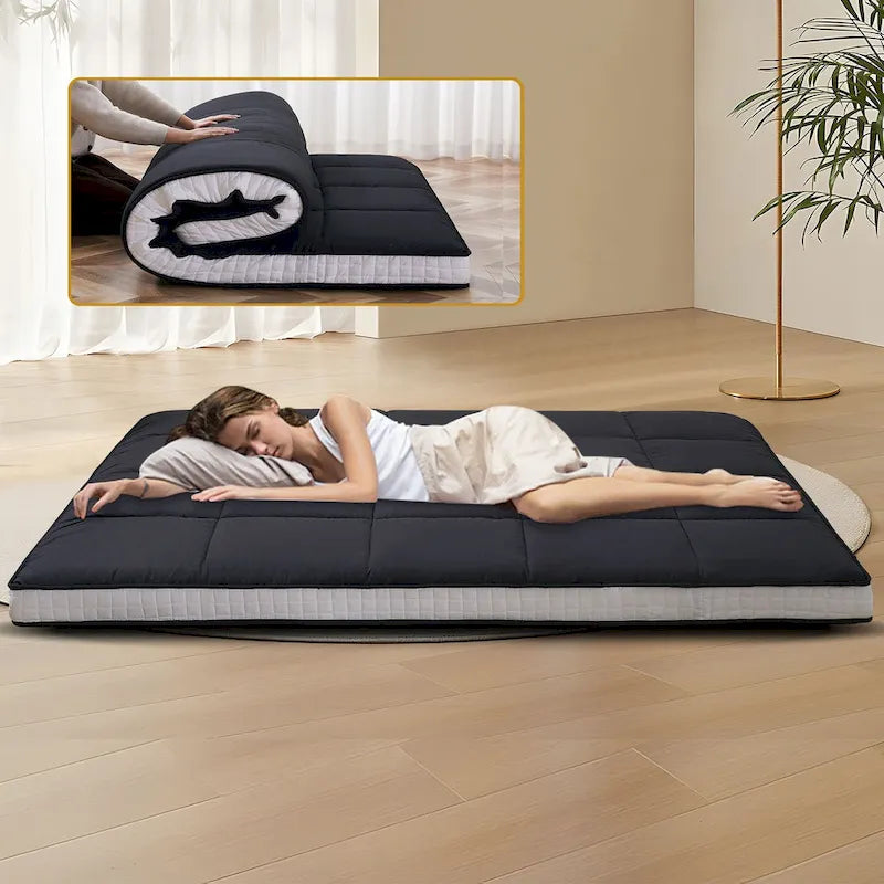 Matelas futon japonais à enrouler avec sac de rangement
