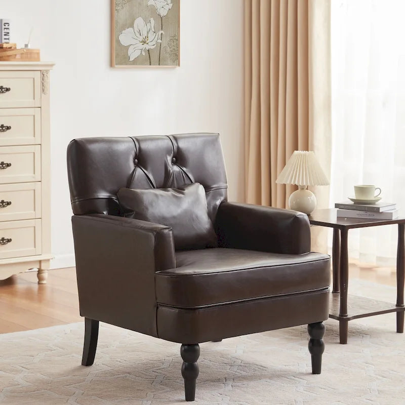 Fauteuil d'appoint capitonné avec oreiller lombaire beige/gris/bleu clair