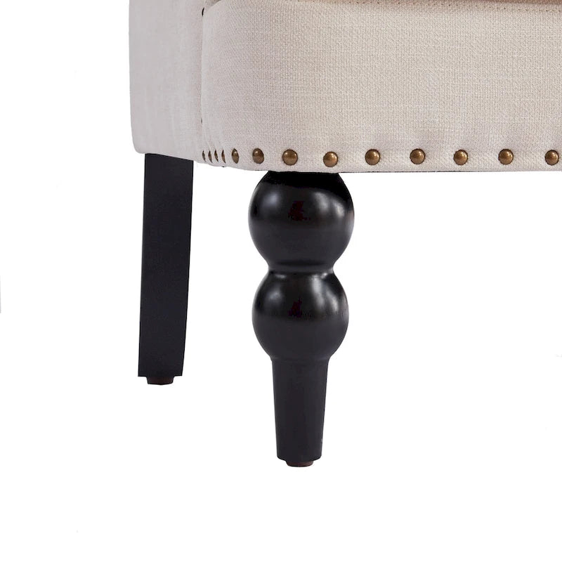 Fauteuil d'appoint capitonné avec oreiller lombaire beige/gris/bleu clair