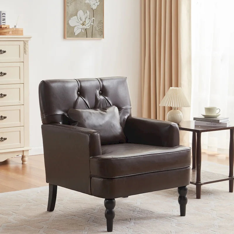 Fauteuil d'appoint capitonné avec oreiller lombaire beige/gris/bleu clair