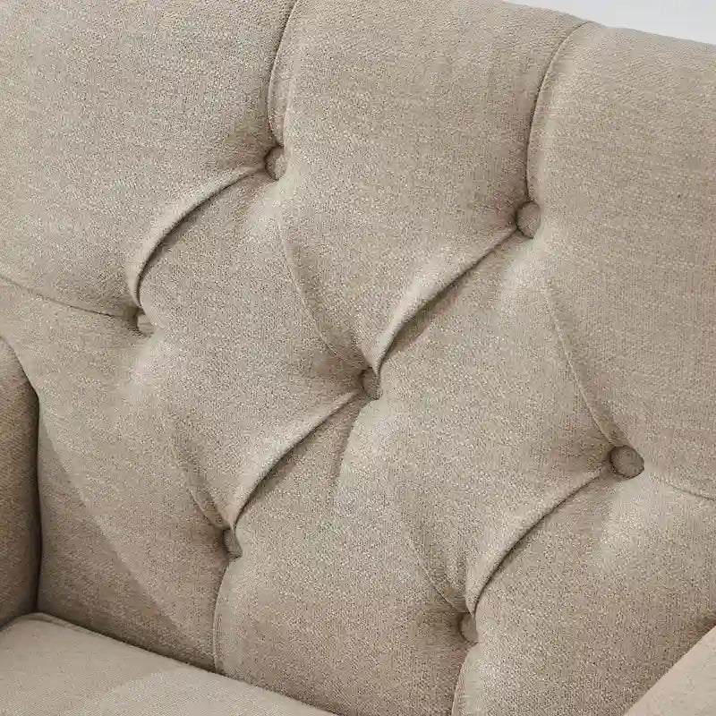 Fauteuil d'appoint capitonné avec oreiller lombaire beige/gris/bleu clair