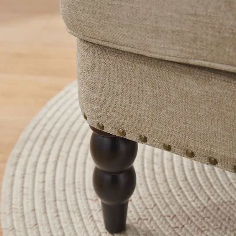 Fauteuil d'appoint capitonné avec oreiller lombaire beige/gris/bleu clair