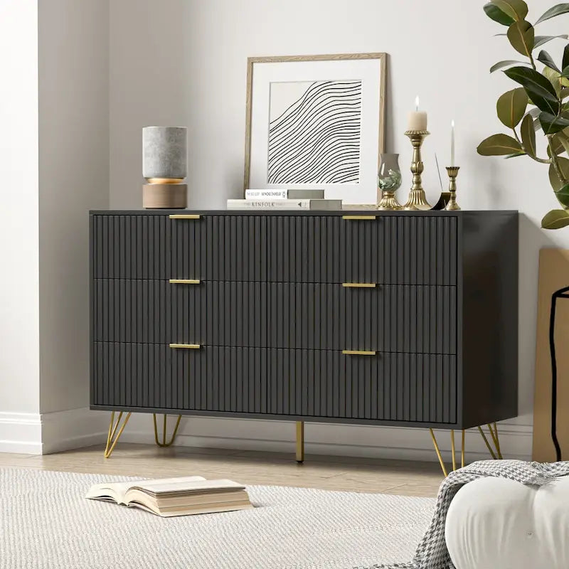FURNIWAY Fluted Drawer Dresser for Bedroom
