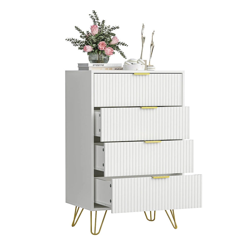 Commode à tiroirs cannelés pour chambre à coucher
