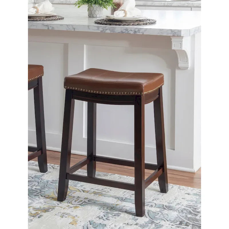 Tabouret de comptoir en similicuir couleur Cognac