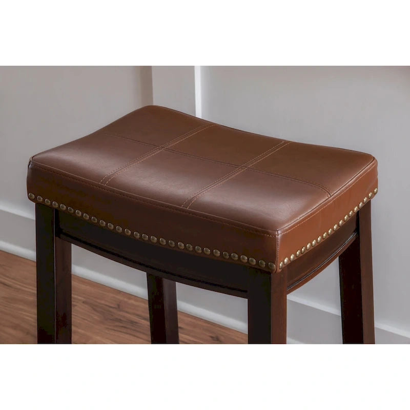 Tabouret de comptoir en similicuir couleur Cognac