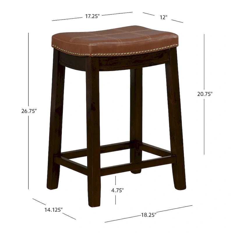 Tabouret de comptoir en similicuir couleur Cognac