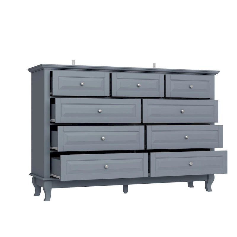 Commode à 9 tiroirs avec pieds en bois massif, console en laque