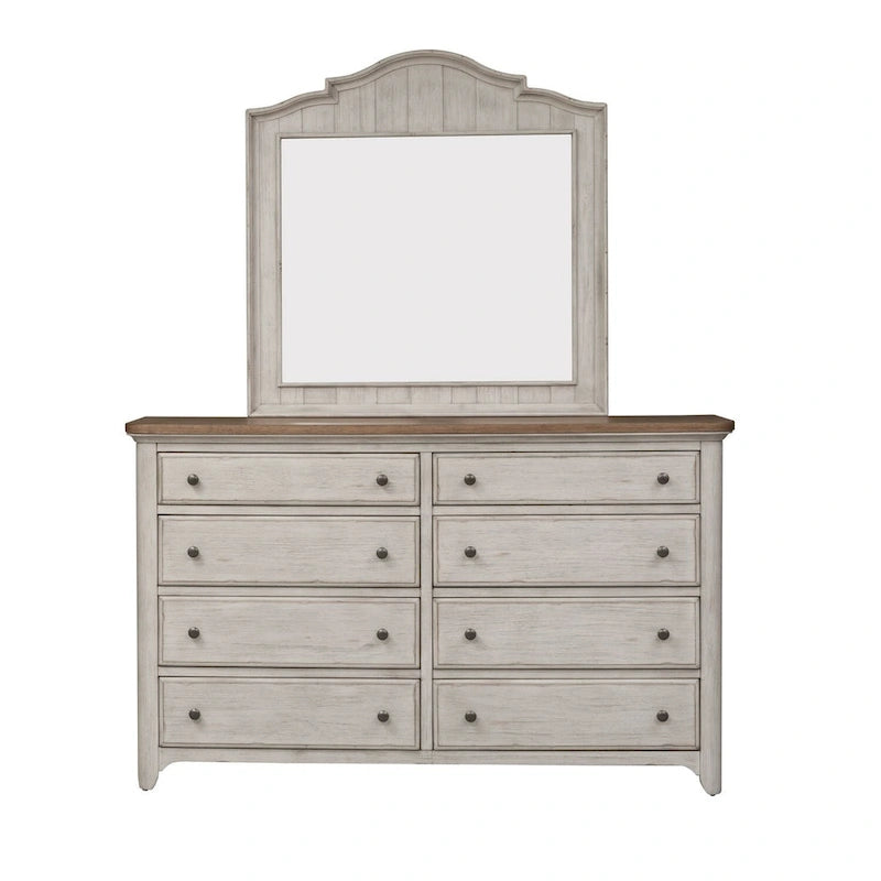 Commode 8 tiroirs blanc antique réinventée de style ferme