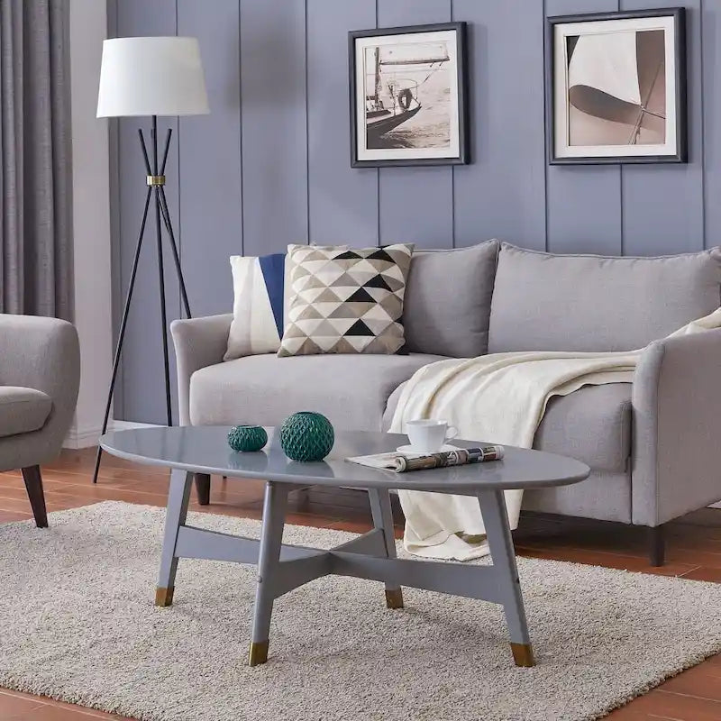 Table basse ovale en bois de style moderne du milieu du siècle