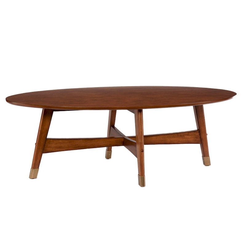 Table basse ovale en bois de style moderne du milieu du siècle