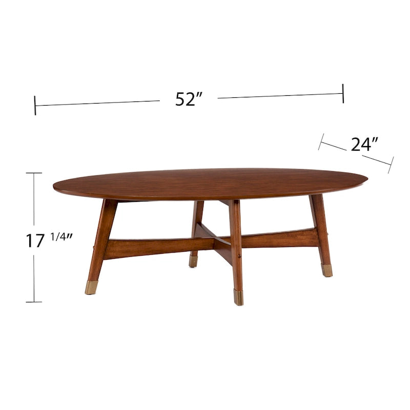 Table basse ovale en bois de style moderne du milieu du siècle