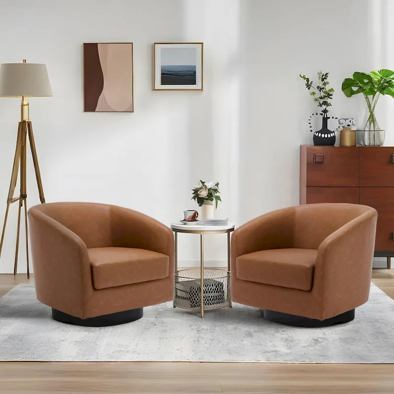 Fauteuils d'appoint en tissu pivotants à 360°, fauteuils club à dossier incurvé