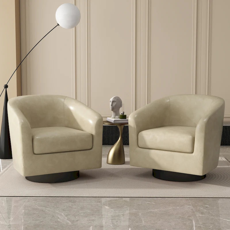 Fauteuils d'appoint en tissu pivotants à 360°, fauteuils club à dossier incurvé