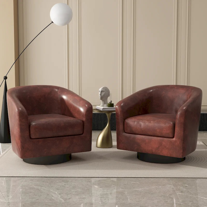 Fauteuils d'appoint en tissu pivotants à 360°, fauteuils club à dossier incurvé