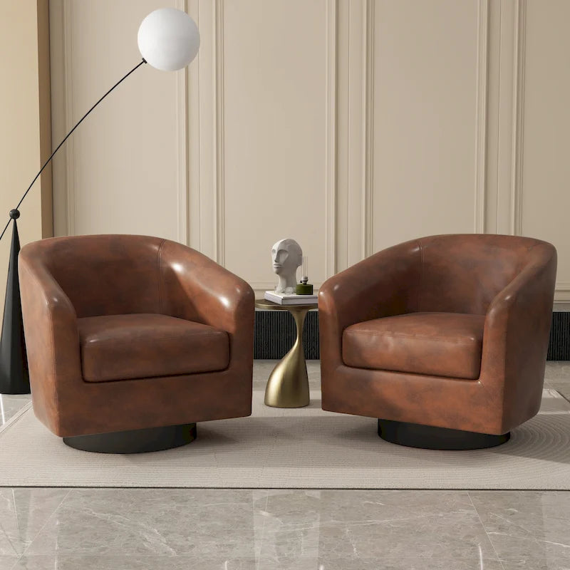 Fauteuils d'appoint en tissu pivotants à 360°, fauteuils club à dossier incurvé