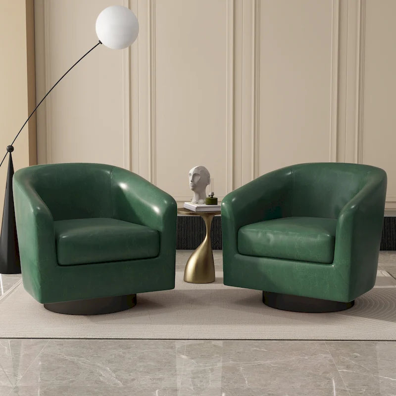 Fauteuils d'appoint en tissu pivotants à 360°, fauteuils club à dossier incurvé