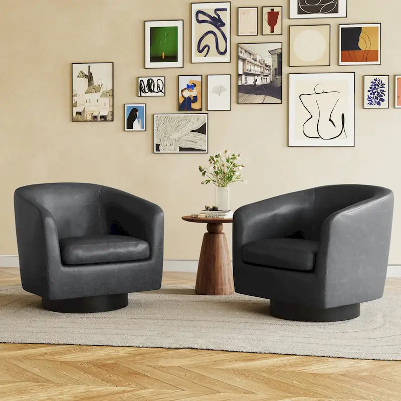 Fauteuils d'appoint en tissu pivotants à 360°, fauteuils club à dossier incurvé