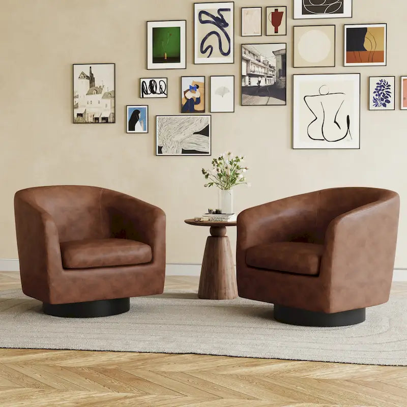Fauteuils d'appoint en tissu pivotants à 360°, fauteuils club à dossier incurvé