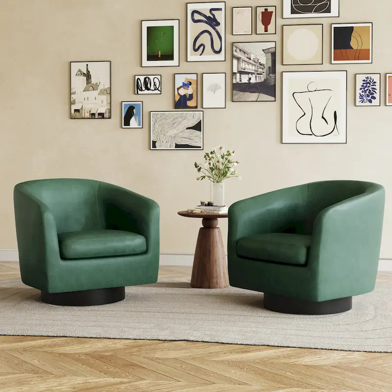Fauteuils d'appoint en tissu pivotants à 360°, fauteuils club à dossier incurvé