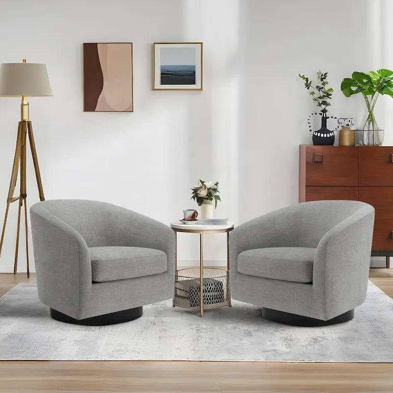 Fauteuils d'appoint en tissu pivotants à 360°, fauteuils club à dossier incurvé