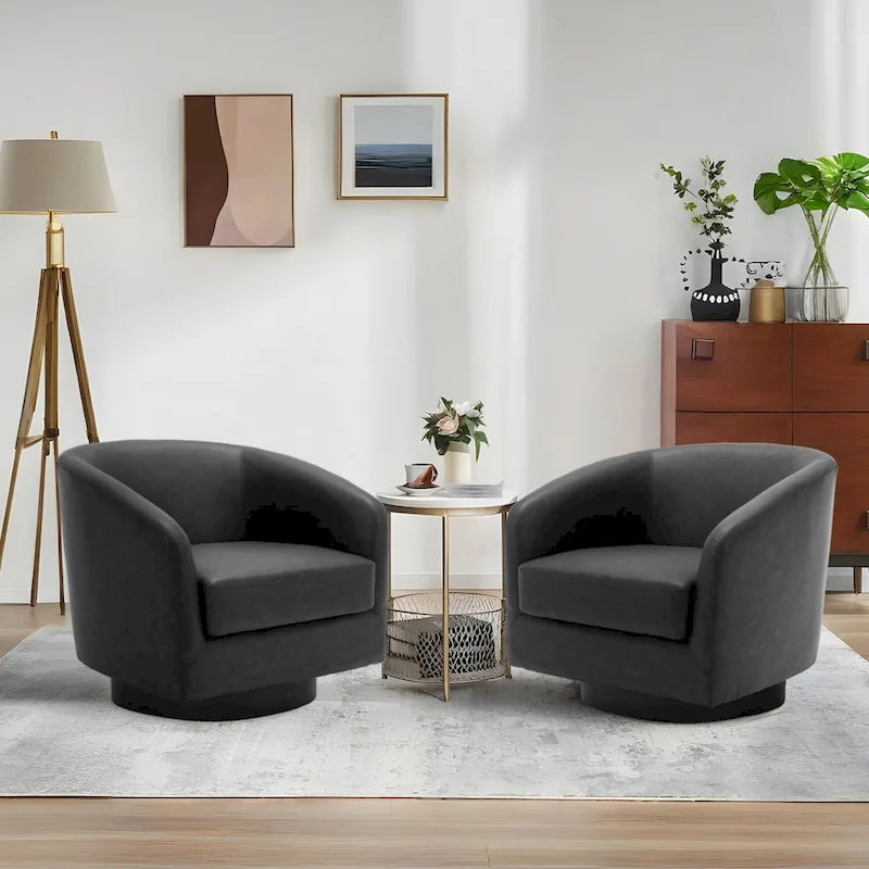 Fauteuils d'appoint en tissu pivotants à 360°, fauteuils club à dossier incurvé