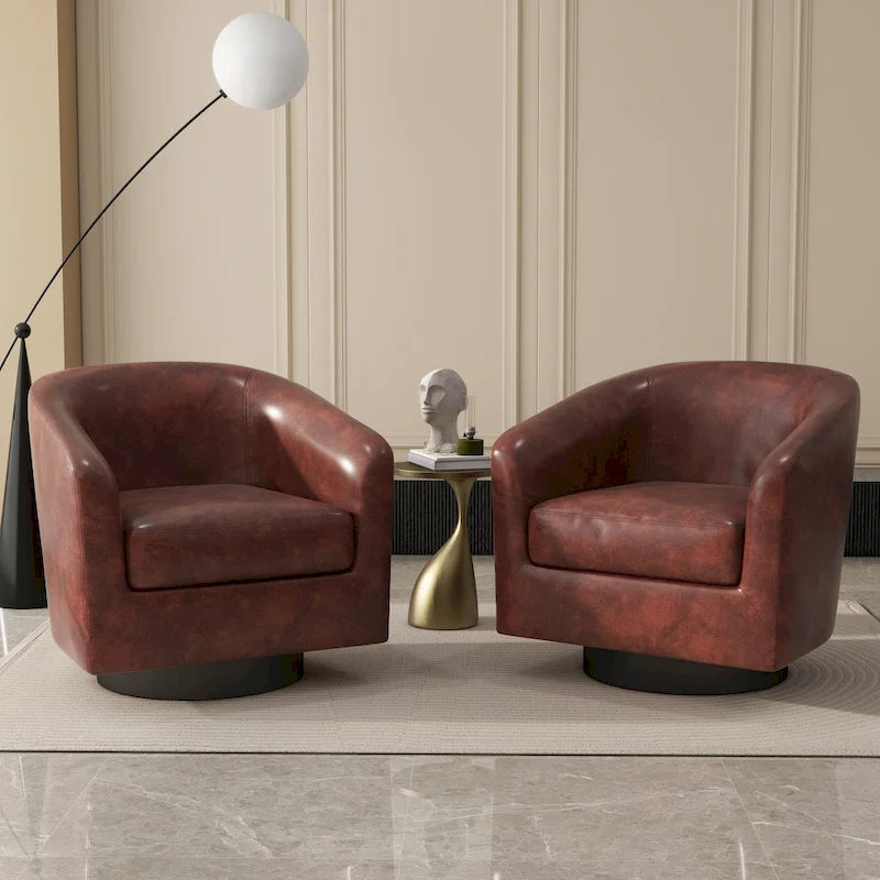 Fauteuils d'appoint en tissu pivotants à 360°, fauteuils club à dossier incurvé