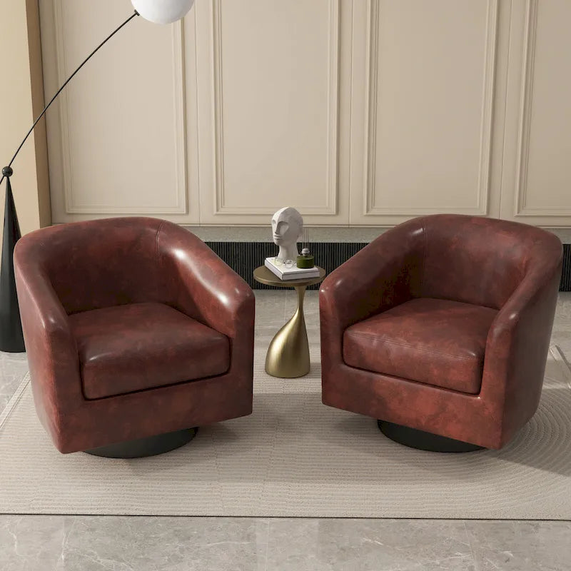 Fauteuils d'appoint en tissu pivotants à 360°, fauteuils club à dossier incurvé
