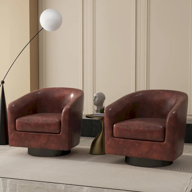 Fauteuils d'appoint en tissu pivotants à 360°, fauteuils club à dossier incurvé