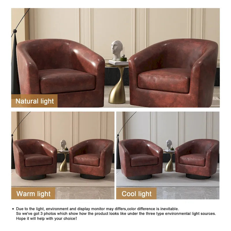 Fauteuils d'appoint en tissu pivotants à 360°, fauteuils club à dossier incurvé