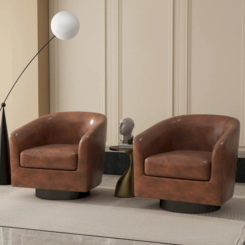 Fauteuils d'appoint en tissu pivotants à 360°, fauteuils club à dossier incurvé