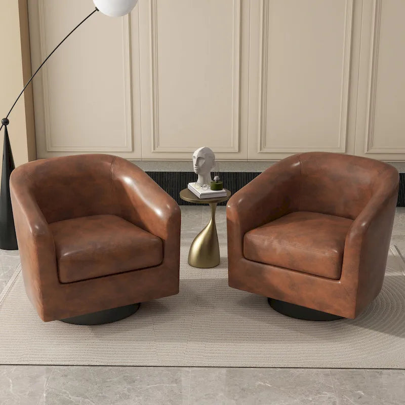 Fauteuils d'appoint en tissu pivotants à 360°, fauteuils club à dossier incurvé